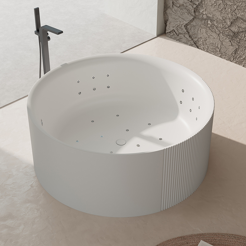 Factory Customized Freestanding Round  Whirlpool Air Bubble Massage Bathtub QJ-Y0029M