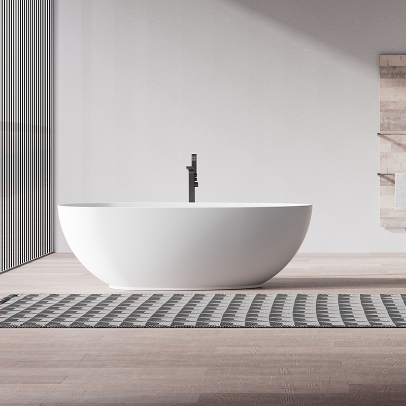 Factory Supply Quality Assurance Freestanding Solid Surfece Egg Shape Bathtub QJ-R0801