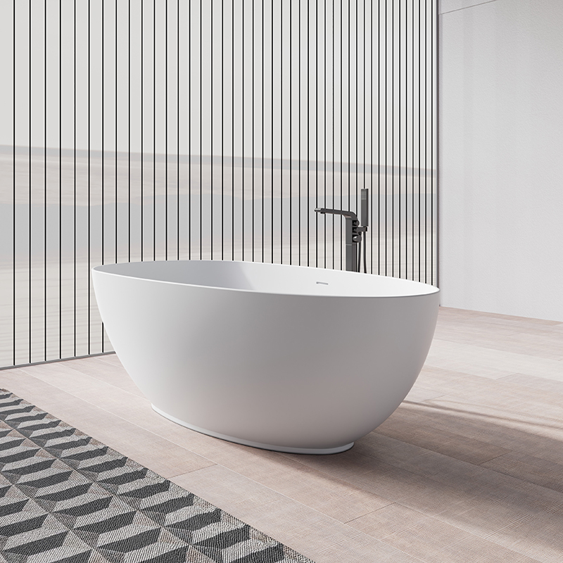 Factory Supply Quality Assurance Freestanding Solid Surfece Egg Shape Bathtub QJ-R0801