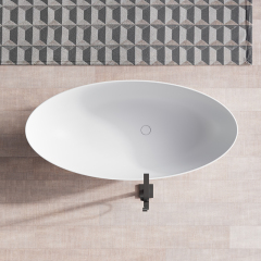 Quality Wholesale Unique Design Freestanding Solid Surfece Egg Shape Bathtub QJ-R0803
