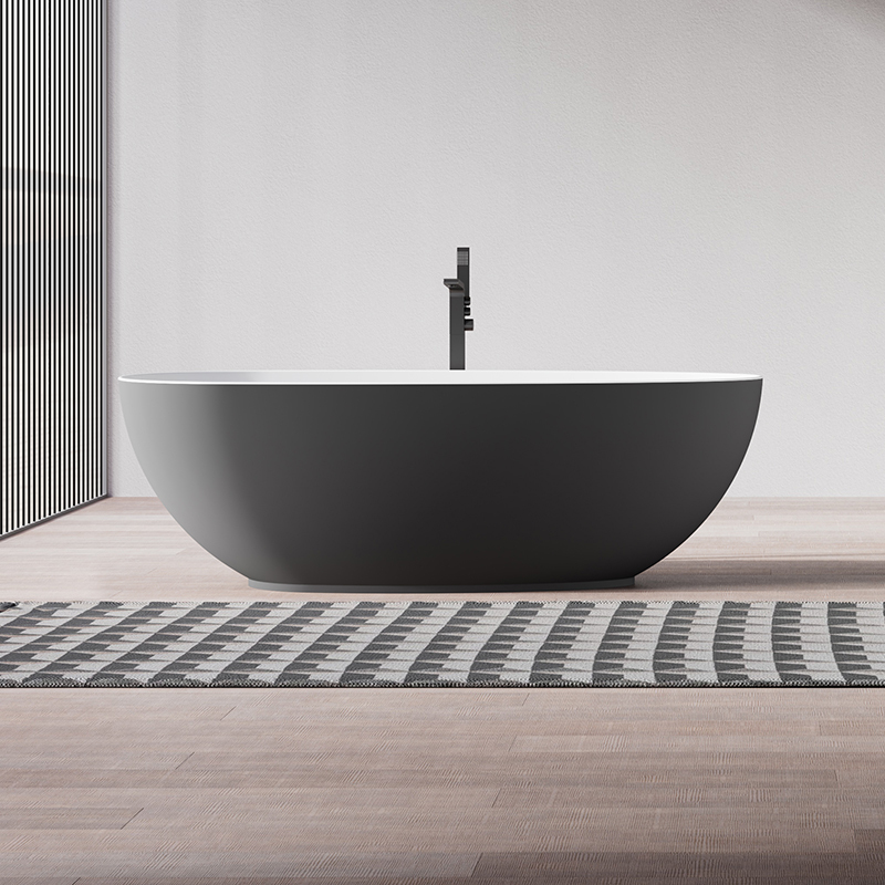 Factory Supply Quality Assurance Freestanding Solid Surfece Egg Shape Bathtub QJ-R0801
