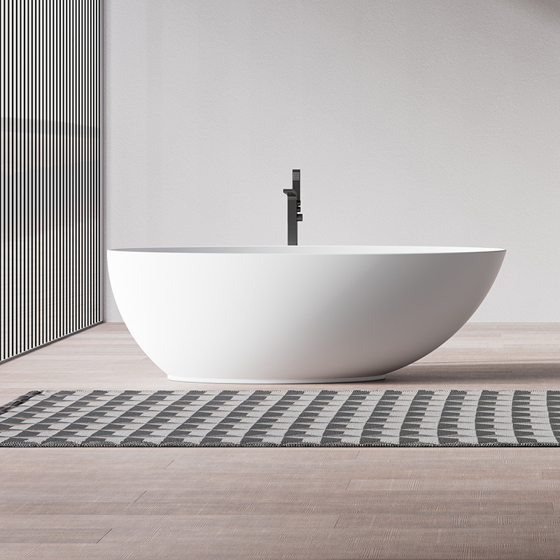Quality Wholesale Unique Design Freestanding Solid Surfece Egg Shape Bathtub QJ-R0803