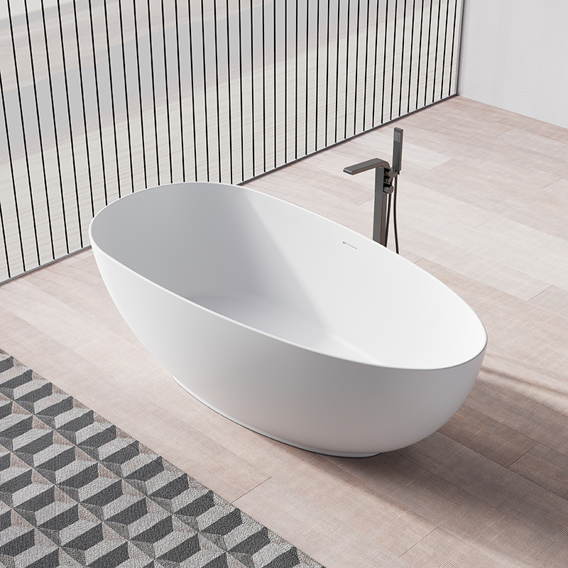 Factory Supply Quality Assurance Freestanding Solid Surfece Egg Shape Bathtub QJ-R0801