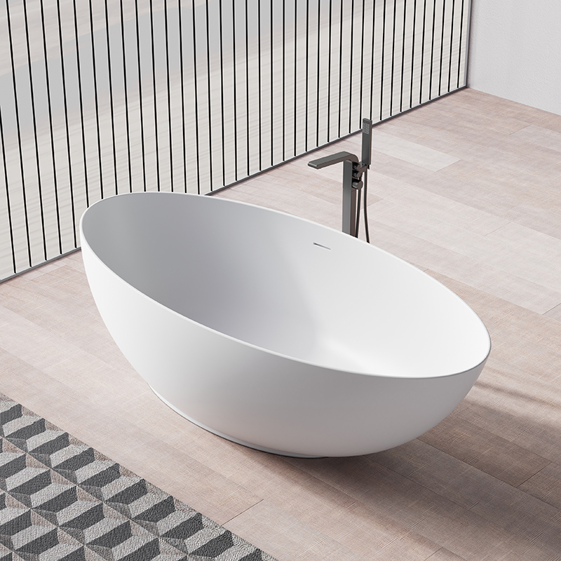 Quality Wholesale Unique Design Freestanding Solid Surfece Egg Shape Bathtub QJ-R0803