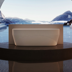 Wholesale High End Quality Fluted Back to Wall Oval Acrylic Bathtub HY-7186