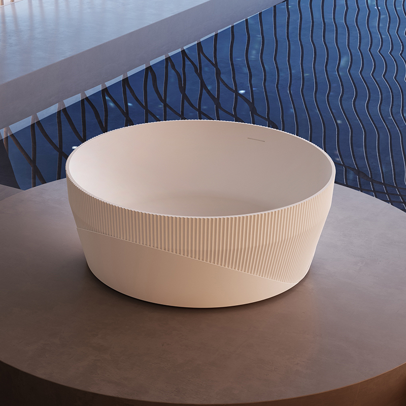 Factory Directory Fluted Round Freestanding Acrylic Bathtub HY-7189