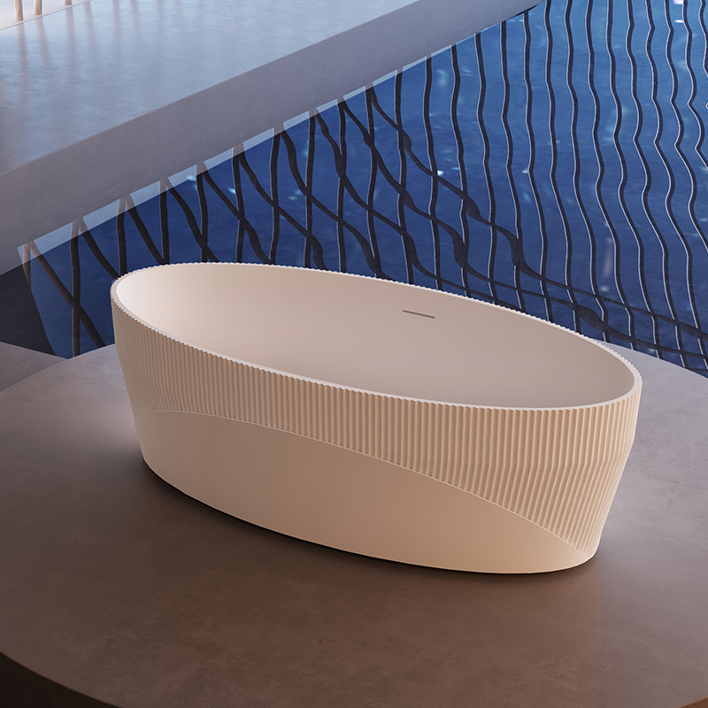 Wholesale Price Fluted V Groove Freestanding Acrylic Bathtub HY-7187