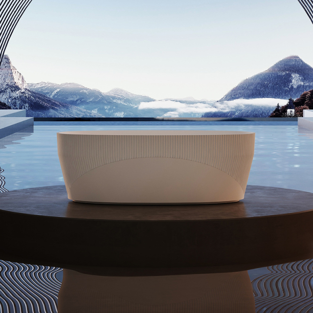 Factory Wholesale Fluted Oval Freestanding Acrylic Bathtub HY-7188