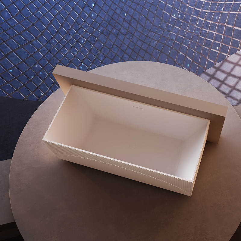 Wholesale Fashion Fluted Back to Wall Rectangular Acrylic Bathtub HY-7185