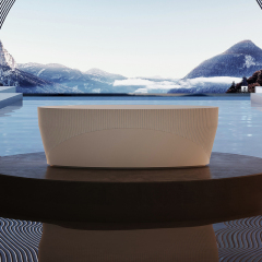 Wholesale Price Fluted V Groove Freestanding Acrylic Bathtub HY-7187