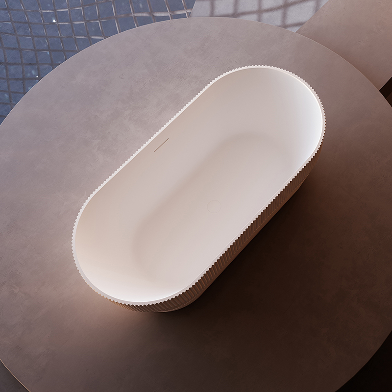 China Wholesale Factory Freestanding Striped Oval Acrylic Bathtub HY-7181
