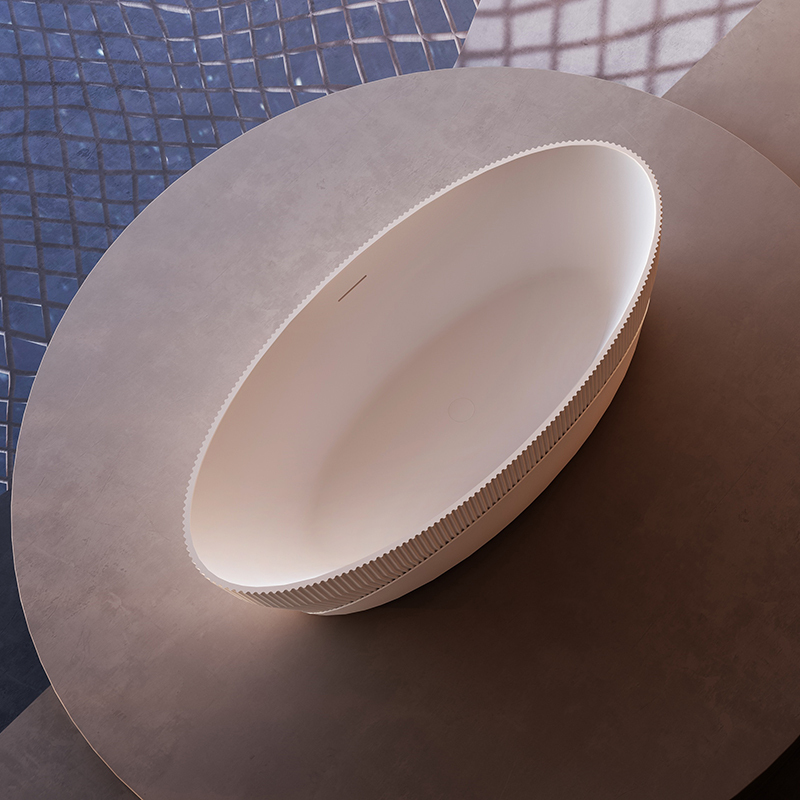 Wholesale Price Fluted V Groove Freestanding Acrylic Bathtub HY-7187