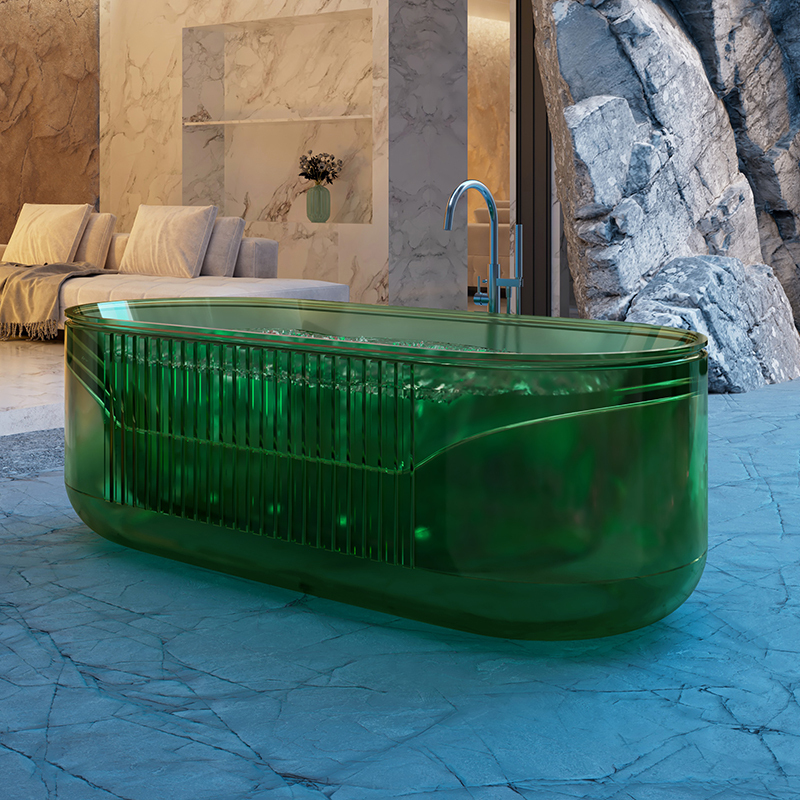 Popular Wholesale Designer Air Bubble Massage Transparent Resin Bathtub QJ-R0701TM