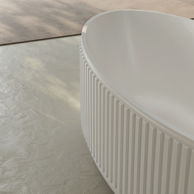Wholesale Fashion Freestanding Solid Surfece Wide Fluted V Groove Bathtub QJ-R0708