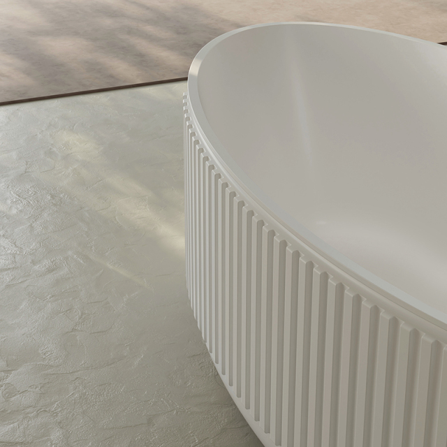 Wholesale Fashion Freestanding Solid Surfece Wide Fluted V Groove Bathtub QJ-R0708