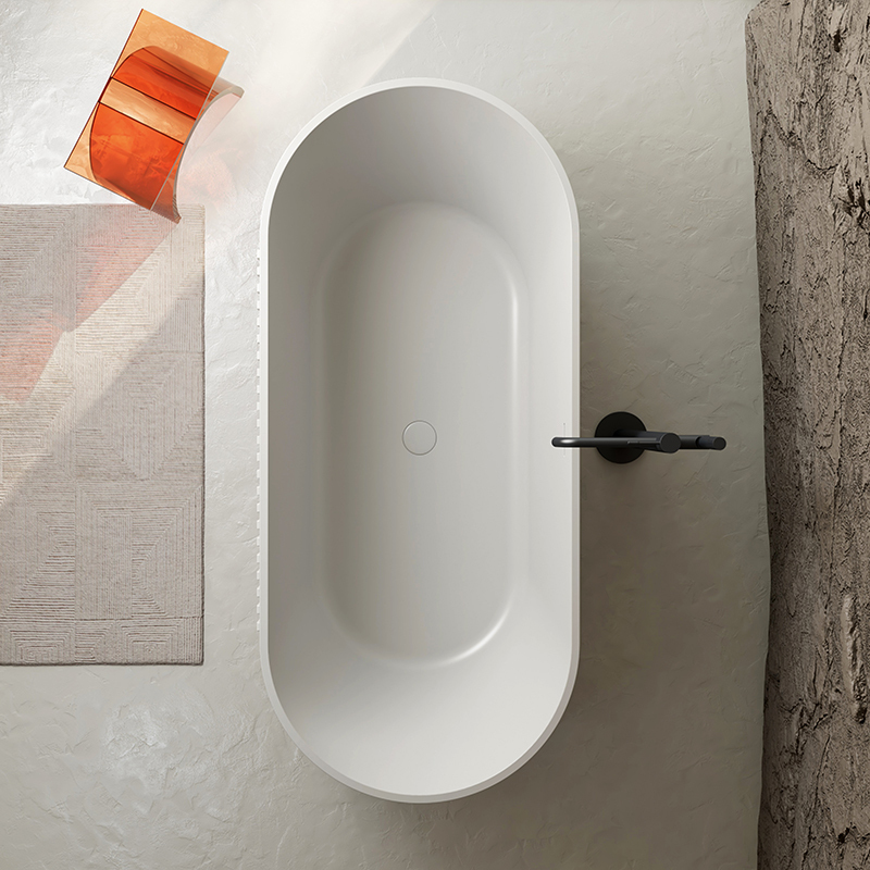 China Wholesale Factory Freestanding Solid Surfece Wide Fluted Bathtub QJ-R0701