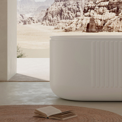 China Wholesale Factory Freestanding Solid Surfece Wide Fluted Bathtub QJ-R0701