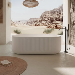 China Wholesale Factory Freestanding Solid Surfece Wide Fluted Bathtub QJ-R0701