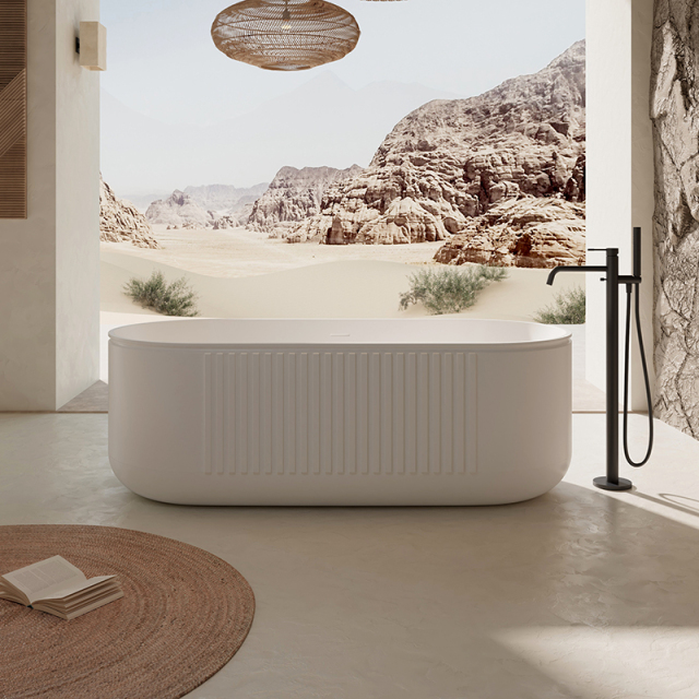 China Wholesale Factory Freestanding Solid Surfece Wide Fluted Bathtub QJ-R0701