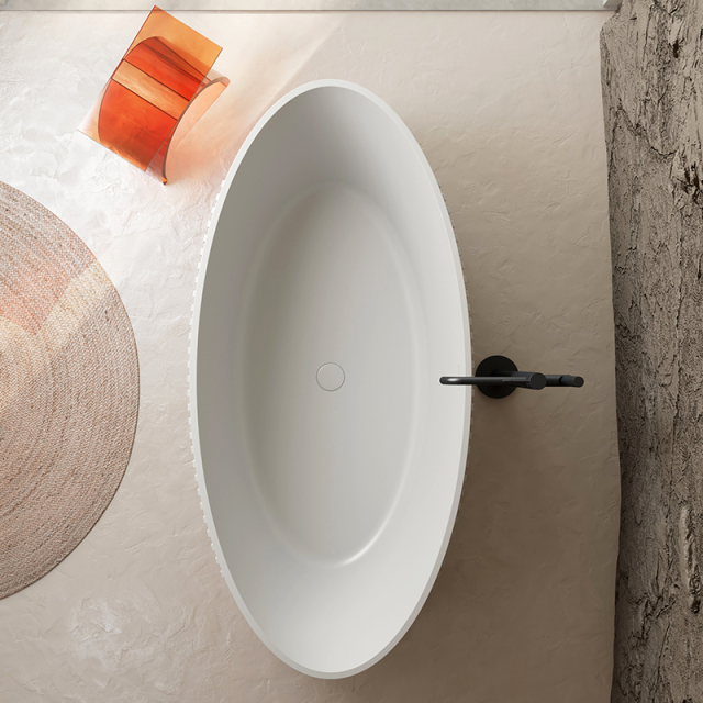 Wholesale Fashion Freestanding Solid Surfece Wide Fluted V Groove Bathtub QJ-R0708