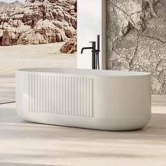 China Wholesale Factory Freestanding Solid Surfece Wide Fluted Bathtub QJ-R0701