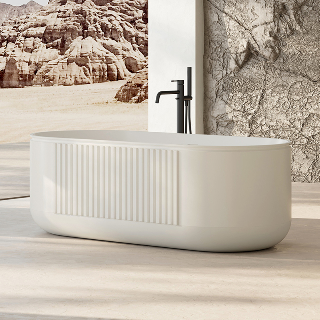 China Wholesale Factory Freestanding Solid Surfece Wide Fluted Bathtub QJ-R0701