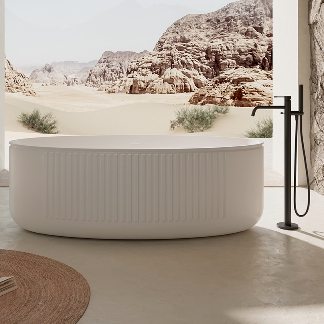 Wholesale Fashion Freestanding Solid Surfece Wide Fluted V Groove Bathtub QJ-R0708