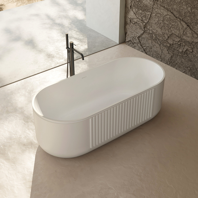 China Wholesale Factory Freestanding Solid Surfece Wide Fluted Bathtub QJ-R0701
