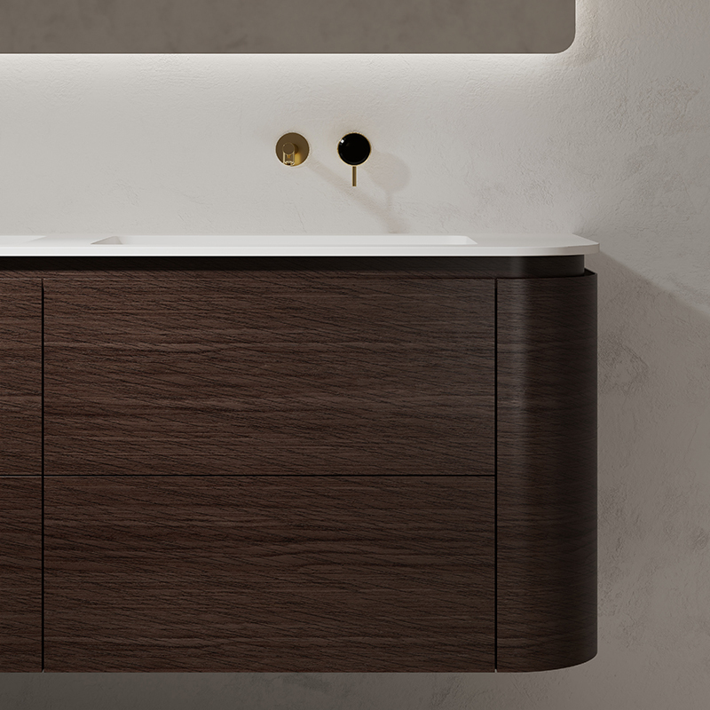 Popular Wholesale Designer Double Sinks Wood Grain Hanging Bathroom Vanity Unit HB-5612