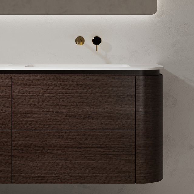 Popular Wholesale Designer Double Sinks Wood Grain Hanging Bathroom Vanity Unit HB-5612