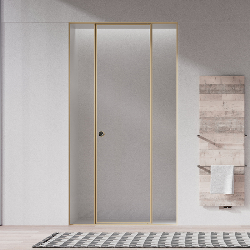 Popular Wholesale Designer Luxury Pivot Brushed Gold Glass Shower Door WBL03-S-31