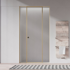Popular Wholesale Designer Luxury Pivot Brushed Gold Glass Shower Door WBL03-S-31
