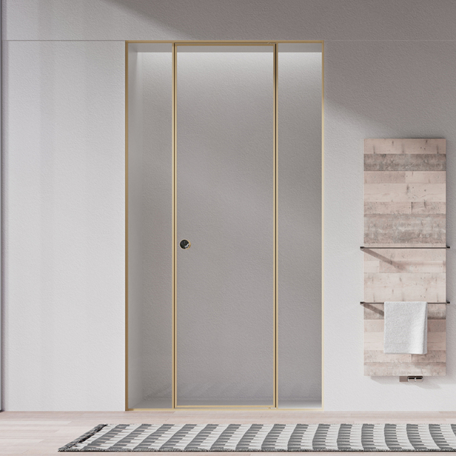 Popular Wholesale Designer Luxury Pivot Brushed Gold Glass Shower Door WBL03-S-31