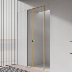 Popular Wholesale Designer Luxury Pivot Brushed Gold Glass Shower Door WBL03-S-31