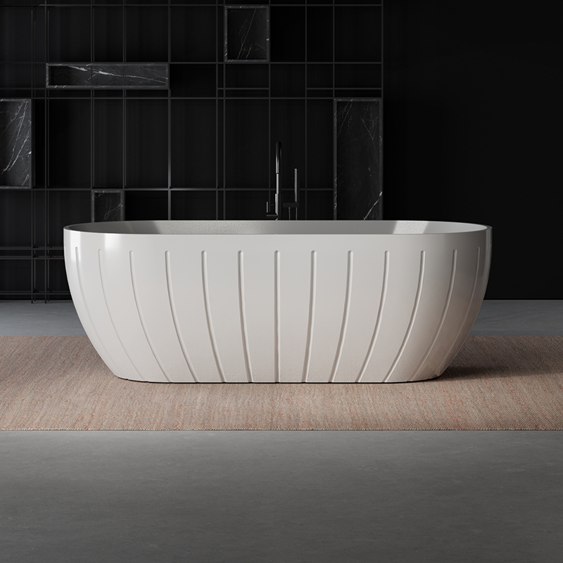 Hot Style Wholesale Freestanding Fluted Acrylic Bathtub HY-7001