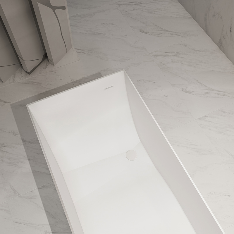 Factory Supply Quality Assurance Freestanding Solid Surface Rectangular Bathtub QJ-R0872