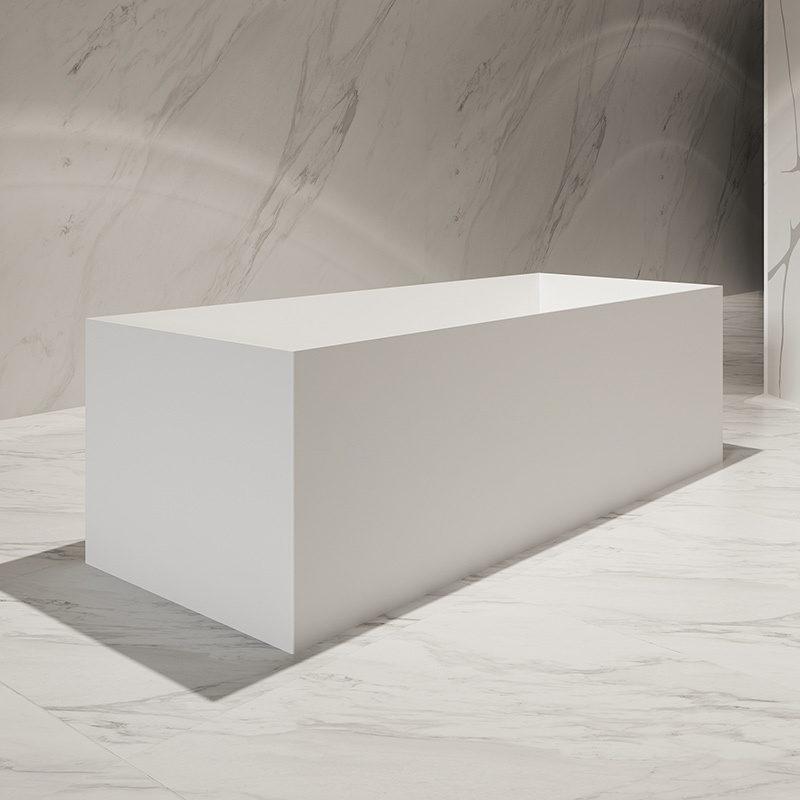 Factory Supply Quality Assurance Freestanding Solid Surface Rectangular Bathtub QJ-R0872
