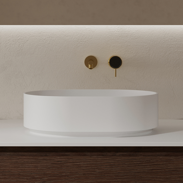 Popular Wholesale Designer Solid Surface Oval Countertop Bathroom Sink QJ-RA0001