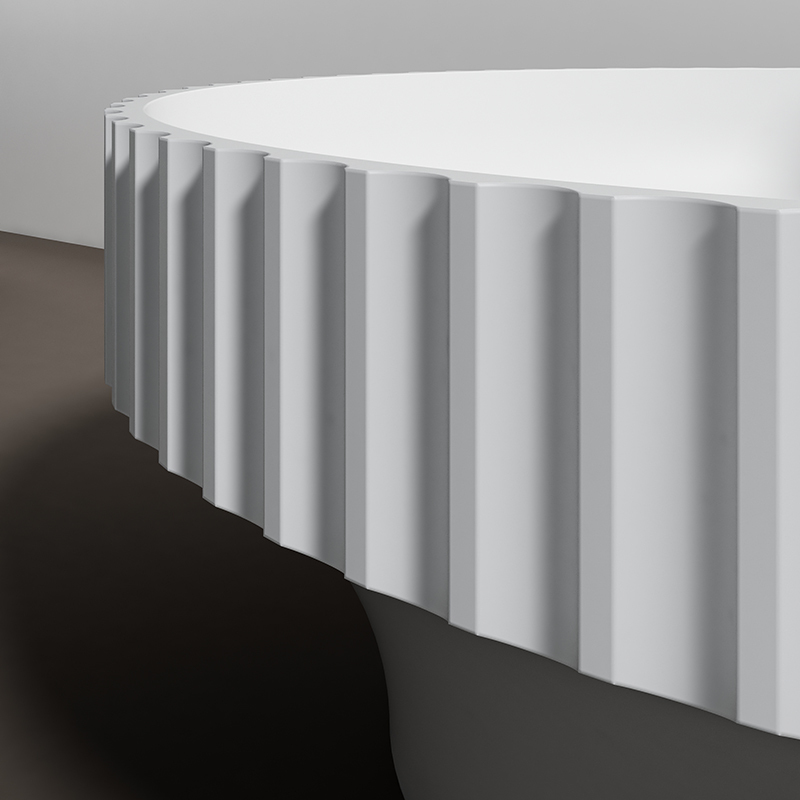 Quality Wholesale Unique Design Fluted Solid Surface Countertop Bathroom Sink QJ-RA0009