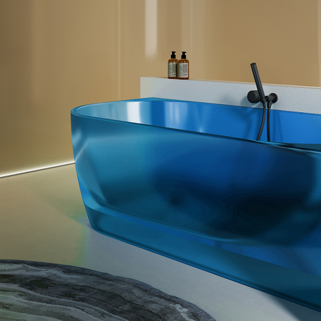Popular Wholesale Designer Transparent Resin Corner Bathtub QJ-R0703T