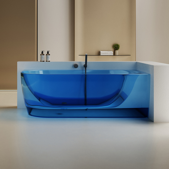 Popular Wholesale Designer Transparent Resin Corner Bathtub QJ-R0703T