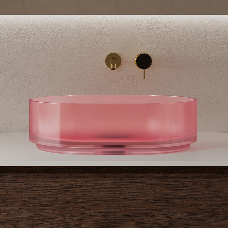 Wholesale Fashion Designer Transparent Above Counter Bathroom Washbasin QJ-RA0001T