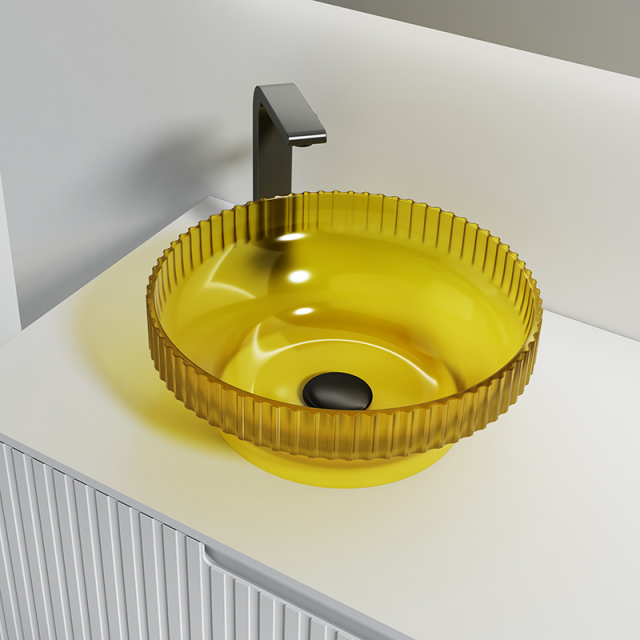 China Wholesale Factory Transparent Above Counter Bathroom Washbasin QJ-RA0009T