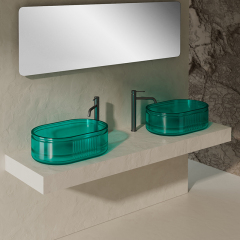 Wholesale Fashion Designer Transparent Above Counter Bathroom Washbasin QJ-RA0701T