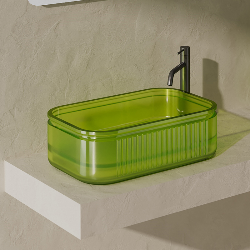 Popular Wholesale Designer Transparent Above Counter Bathroom Washbasin QJ-RA0702T