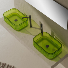 Popular Wholesale Designer Transparent Above Counter Bathroom Washbasin QJ-RA0702T