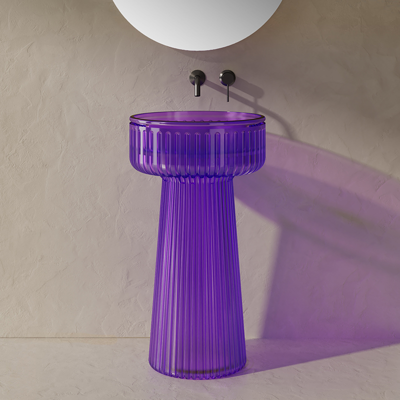 Hot Style Wholesale Transparent Resin Freestanding Pedestal Sink QJ-RZ0709T