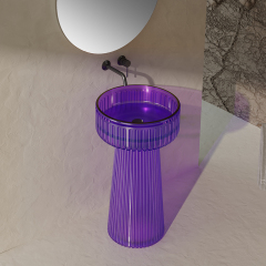 Hot Style Wholesale Transparent Resin Freestanding Pedestal Sink QJ-RZ0709T