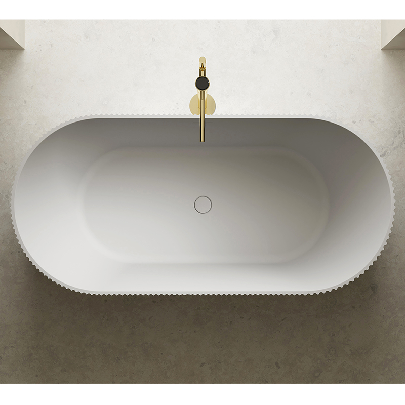 Quality Wholesale Unique Design Silver Leaf Pattern Freestanding Solid Surfece Oval Bathtub QJ-R0881S
