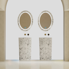 Wholesale High End Quality Fluted Silver Leaf Freestanding Wash Basins QJ-RZ0887S
